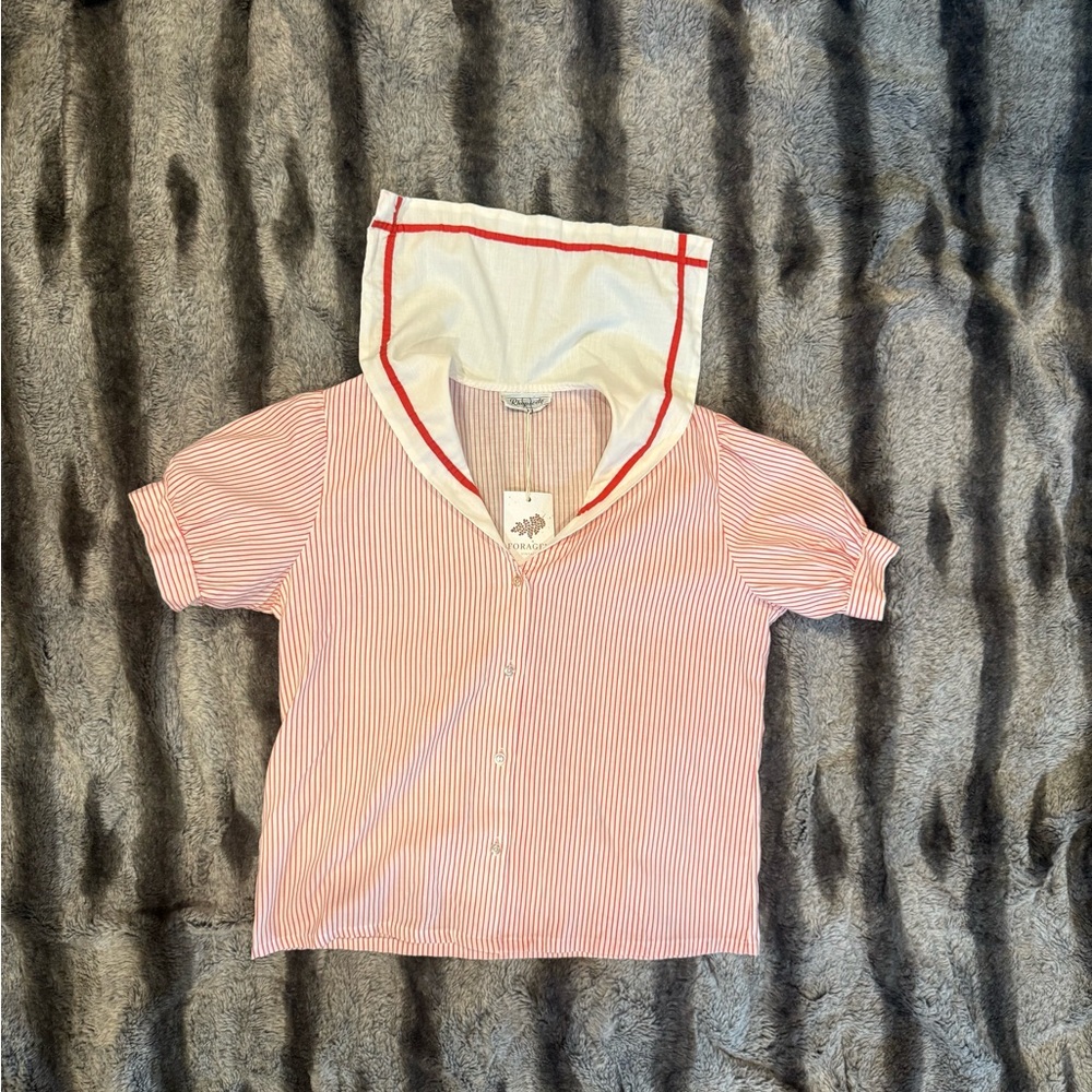Rhapsody Red and White Button Down Shirt
